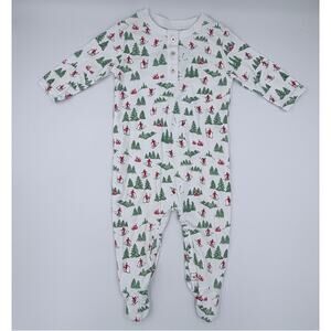 Petidoux Vintage Skiers Pima Cotton Footed Onesie Pajamas 6 Months NEW